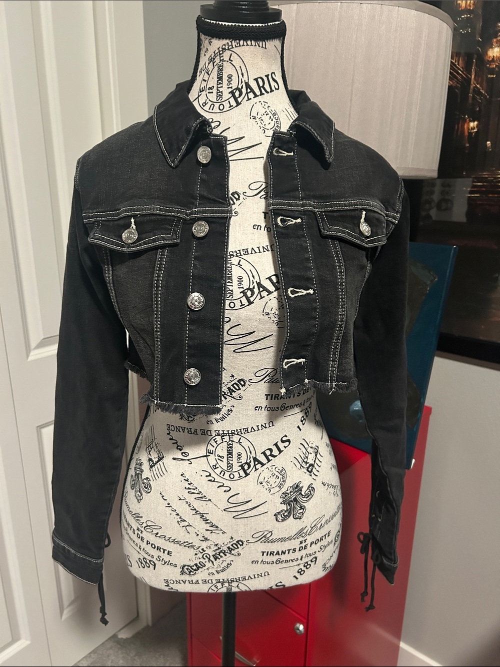 NWOT Cropped Black Denim Jacket by True Religion